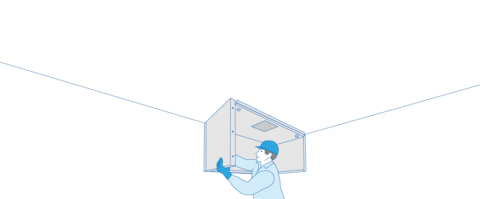 厨房排気A-パネルフード設置作業イメージ
